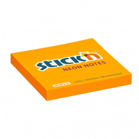 Note Pad 76x76 100 Sheets Neon Orange