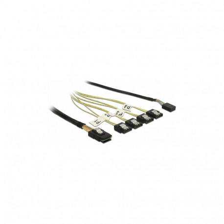 "Delock Kabel Mini SAS SFF-8087 > 4 x SATA 7 Pin + Sideband 1 m Metall"