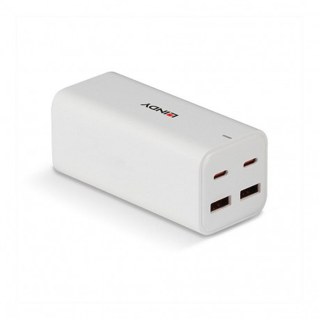 LINDY USB kiirlaadija 4-pordiline GaN 100W 2xUSB-C PD/2xUSB-A, valge