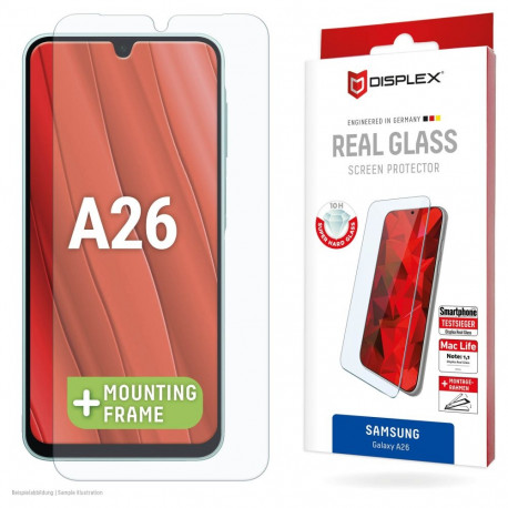 "DISPLEX Real Glasschutzfolie für Samsung Galaxy A26 extrem hart & kratzer-resistent, Kantenschutz, 