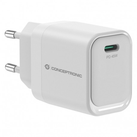CONCEPTRONIC laadija 1Port GaN USB-C 45W PD3.0/PPS, valge