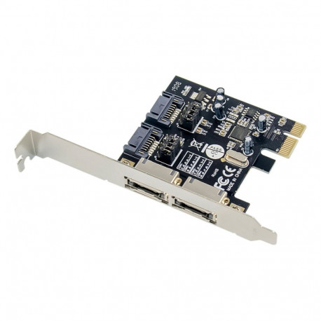 SATA PCIe kaart 1xPCIe 2xeSATA/2xiSATA 6Gbps