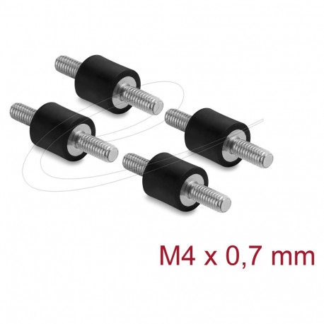 "Delock Vibrationsdämpfer M4 x 0,7 mm D 10 x H 10 mm mit 2 x Außengewinde 4 Stück schwarz"