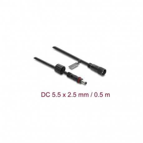 "DC Verlängerungskabel 5,5 x 2,5 mm Stecker zu Buchse mit Schraubverschluss M12 x 1,75 mm Gewinde wa