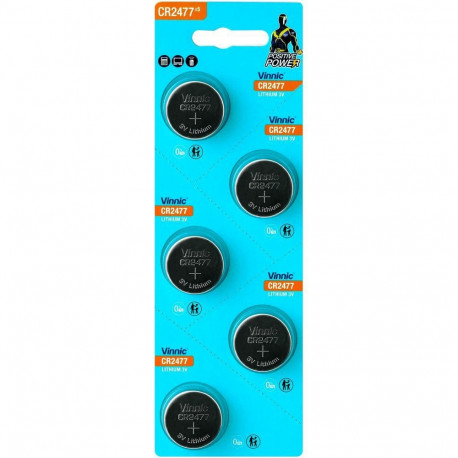 Battery - Vinnic CR2477 3V Lithium Button Cell, 5 Pcs