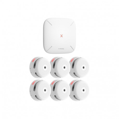 Home Security System - X-SENSE FS61 Smoke Detector Kit, 6 Sensors, 85 dB, 500 m