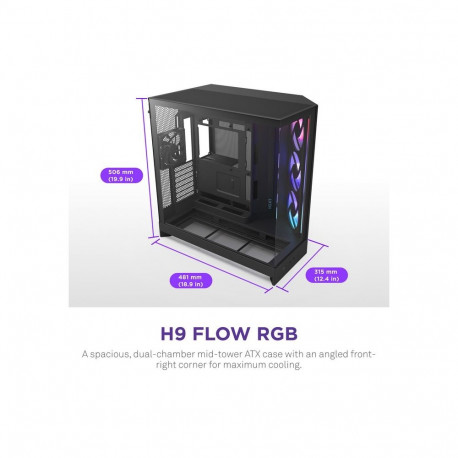 NZXT H9 Flow RGB+ Midi Tower Black