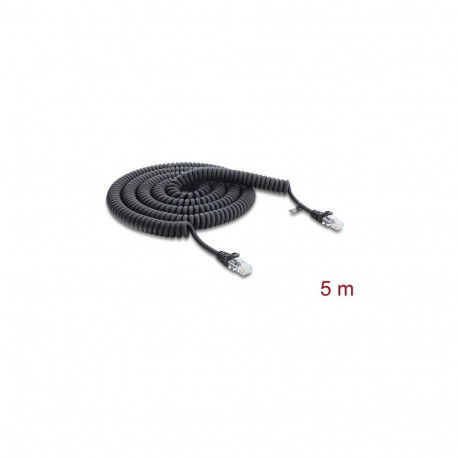 "Delock RJ45 Spiralkabel Stecker zu Stecker Cat.5e 5 m schwarz"