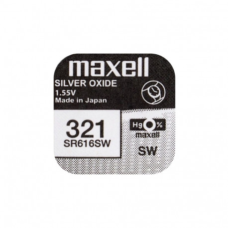 Battery - Maxell 321 SR616SW Silver Oxide 1.65mm x 6.8mm Watch Battery, 1 Pcs