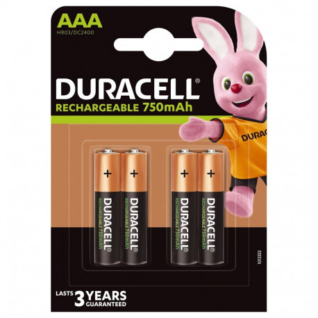 Battery - Duracell R03 750 mAh 1.2V NiMH Rechargeable, 4 Pcs