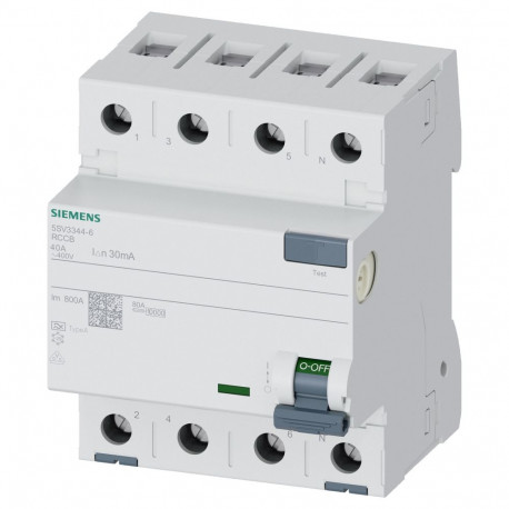 Siemens fi-lüliti 5SV33446 tüüp A 4x40A 40A 3+N-pol 30MA 400V 4TE