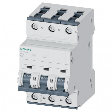 Siemens automaat C 6A 5SY43067 400V 10kA 3p