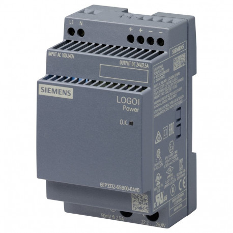 Siemens reguleeritud toiteplokk LOGO!POWER 6EP33326SB000AY0 24V 2,5A