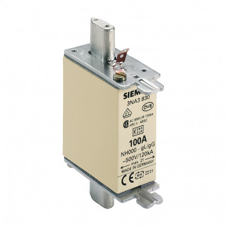 "Siemens 3NA3830 NH000 100A 500VAC/250DC gL/gG Sicherung spannungsfhrend"