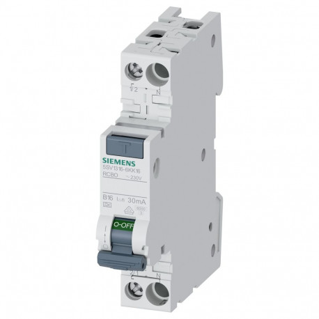 "Siemens FI/LS kompakt 6kA 5SV1316-6KK16 Typ A 30mA B16 1TE"