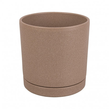 CERAMIC POT WITH SAUC VIENNA D17 SEPIA
