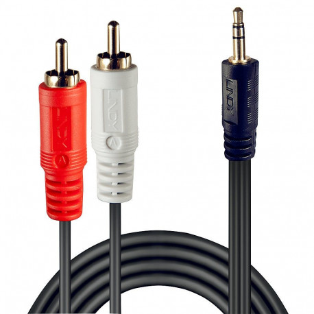 Audio Cable - Lindy 5m 3.5mm Male to 2x RCA Male Stereo Gold-Plated
