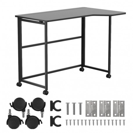 Maclean kokkupandav L-kujuline nurgalaud MC-1250 L/B ratastel 100x65cm max. 50kg, must