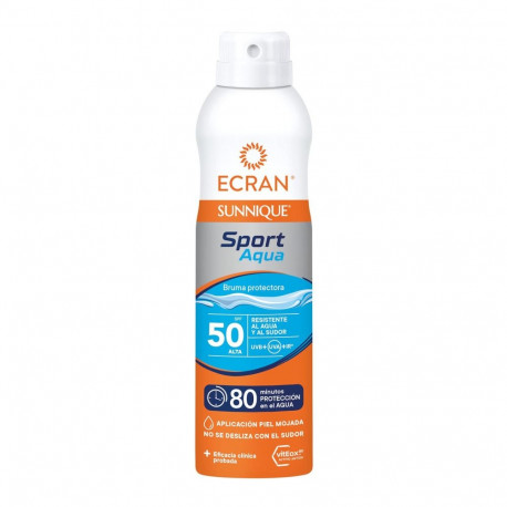 ECRAN päikesekaitsesprei SUNNIQUE sport aqua kaitsev udu SPF50 250ml pihustaja