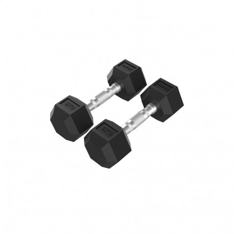 Tunturi Platinum Hex Rubber Dumbbell, 5kg, Pair