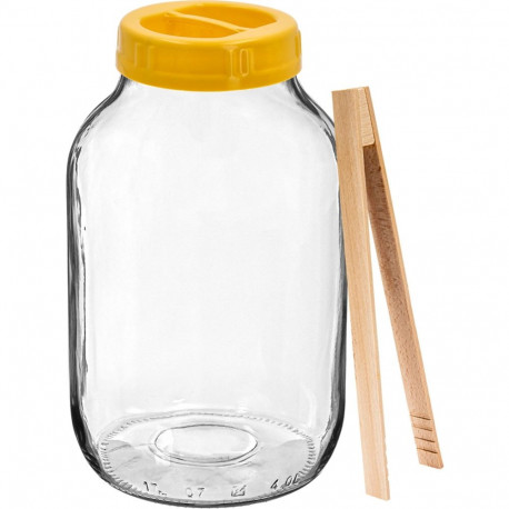 4 L Twist-Off Jar, Tongs, and Plastic Lid Ø 100 with Handle BROWIN 133411, 4.0 L, glass
