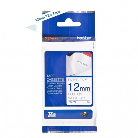 Kleepkirjalint/markeerimislint BROTHER TZE-FA3 12mm x3m valge/tumesinine