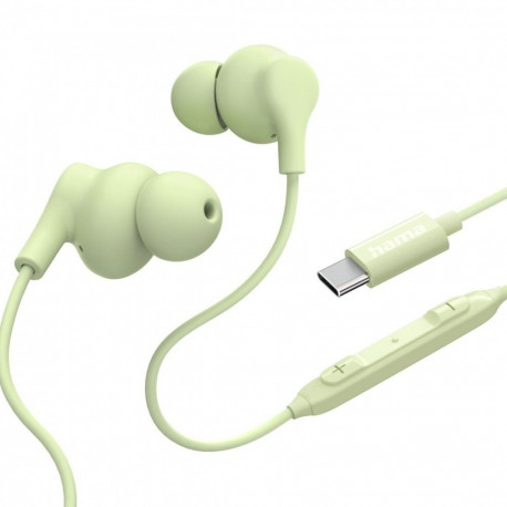 In ear headphones curly usb-c green