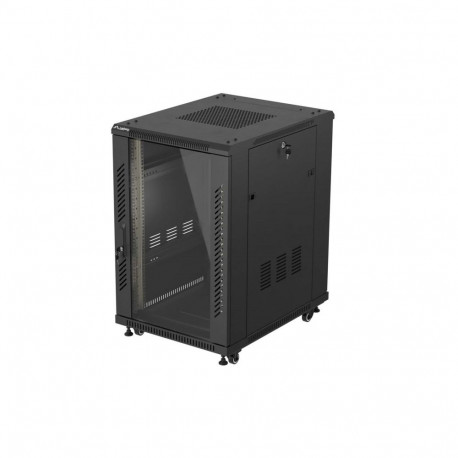 Lanberg rack-kapp 19" 18U 600 × 800 põrandale paigaldatav klaasuksega (lamepakendis), must