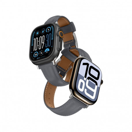 AmazingThing AmazingThing Class Band Leather Strap for Apple Watch 45 / 46 / 49 mm - Gray