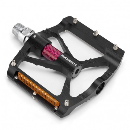 Rockbros Rockbros K307PT Aluminum Reflective Platform Bicycle Pedals - Black