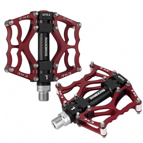 Rockbros Rockbros JT201012LR 2010-12L Aluminum Platform Bicycle Pedals - Red
