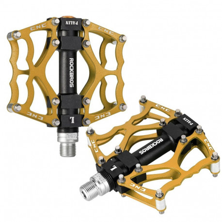 Rockbros Rockbros JT201012LG 2010-12L Aluminum Platform Bicycle Pedals - Gold