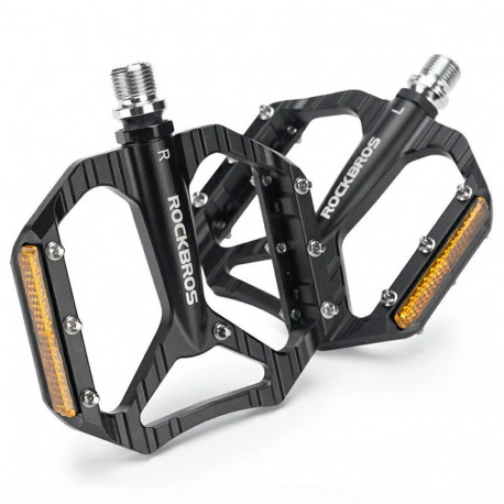 Rockbros Rockbros C700 Reflective Aluminum Platform Bicycle Pedals - Black