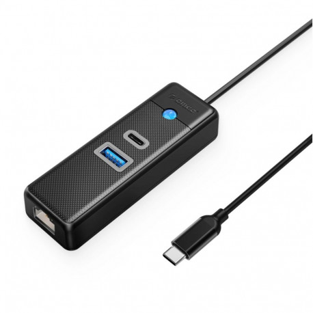 Orico Orico PW3UR25-C3 3-port USB Hub 1x USB-A 3.0 1x USB-C 3.0 1x RJ45 2.5G Ethernet 1 m - Black