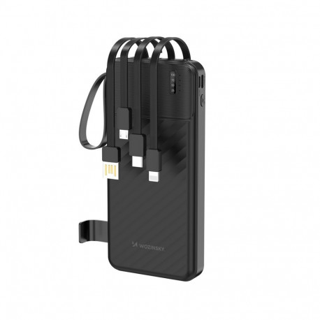 Wozinsky Wozinsky W11-B 10000mAh 10W Powerbank with Built-in Cables and Flashlight - Black