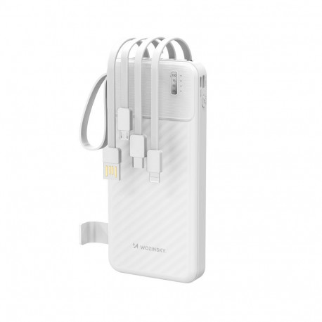 Wozinsky Wozinsky W11-W 10000mAh 10W Powerbank with Built-in Cables and Flashlight - White
