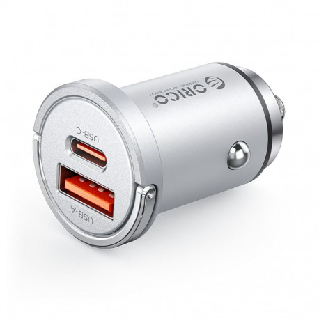 Orico Orico MiniRing Pro 45W USB-A + USB-C Car Charger - Silver