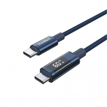 Choetech Choetech XCC-1068 PD 60W USB-C - USB-C Cable with Display 1.2 m - Blue