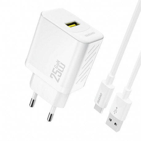 Dudao Dudao A27STEU 25W GaN USB-A Wall Charger with USB-A - USB-C Cable - White
