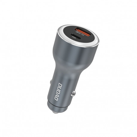 Dudao Dudao R4Ultra 120W Power Delivery Quick Charge LED Car Charger USB-A USB-C - Gray