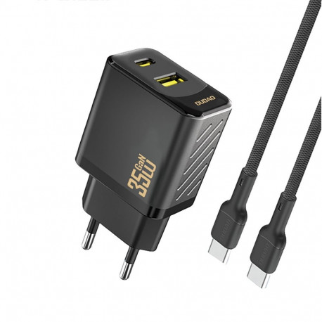 Dudao Dudao A27MaxCEU PD QC 35W USB-A USB-C Wall Charger with USB-C Cable - Black