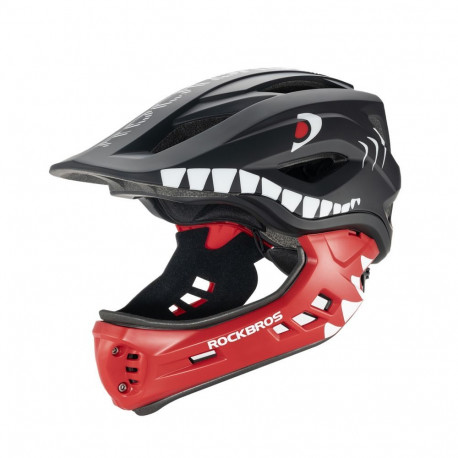 Rockbros Rockbros TT-32005 Shark Children's Bike Helmet with Detachable Jaw Size M (54-58) - Black