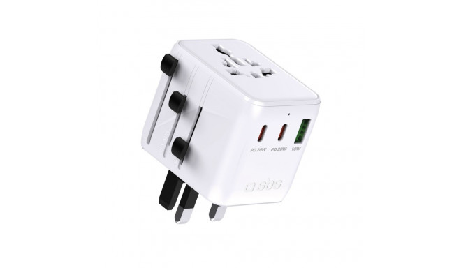 SBS SBS Travel Adapter 2xUSB-C 1xUSB-A Universal - White