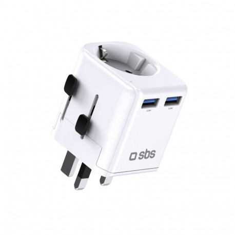 SBS SBS universal travel adapter - EU 2xUSB-A - white