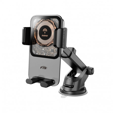 Dudao Dudao F19 clamp car holder with 15W inductive charger - black