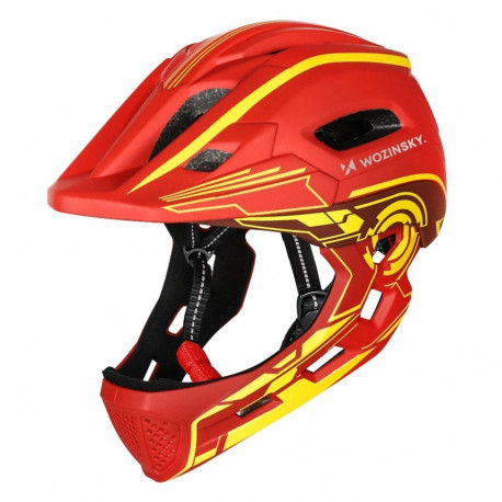 Wozinsky Wozinsky Kids' Full Face Bike Helmet with USB Rear Light S - Red and Yellow