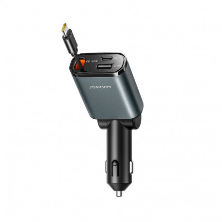 Joyroom Joyroom JR-CCL07 3-in-1 Car Charger with Built-in Retractable Cable - Dark Gray