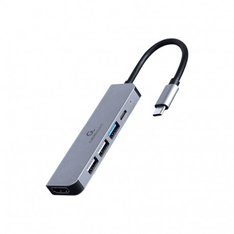 GEMBIRD mitme pordiga adapter A-CM-COMBO5-03 USB Type C 5in1 jaotur + HDMI + PD
