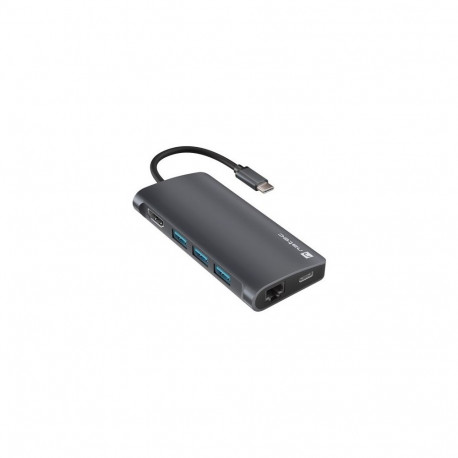 MULTIPORT ADAPTER NATEC FOWLER 2 V2 USB-C 8IN1 HUB ->USB 3.0 3X, HDMI 4K, USB-C, RJ45, SD, MICRO SD