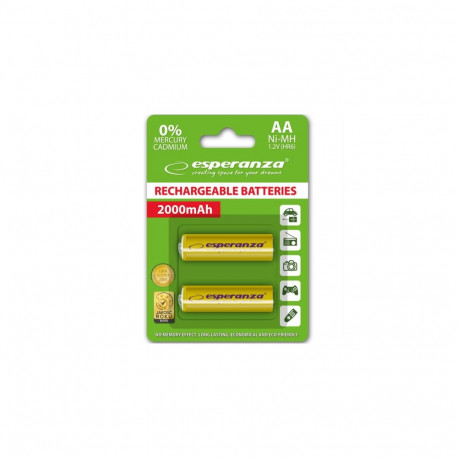 Esperanza EZA103Y PRECHARGED HR6 2000MAH ALWAYS READY BLISTER PACK 2PCS.